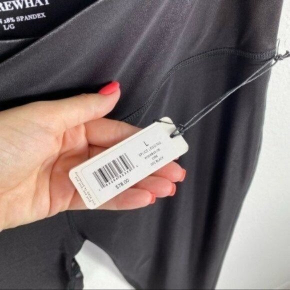 NEW WeWoreWhat High Waist Splice Shine Leggings Black Size L - Picture 4 of 8